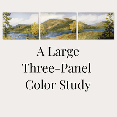 Study for Three Wooden Crosses - A Three-Panel Original Painting - Landscape Painting with a Christian Theme